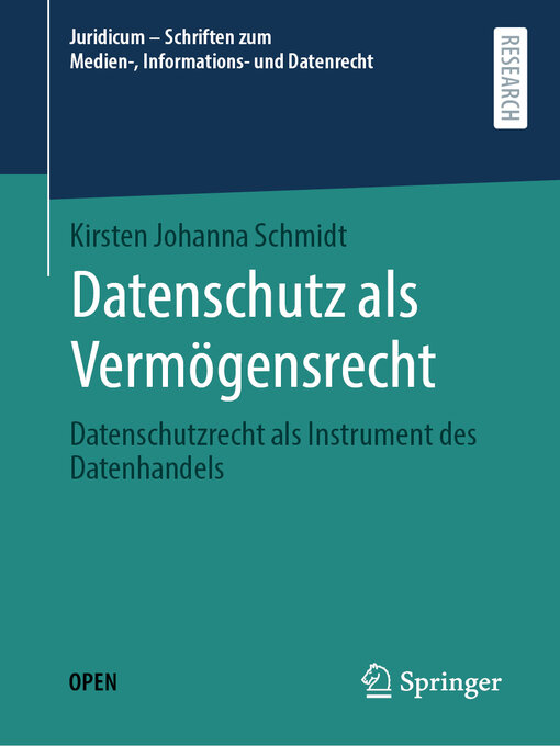Title details for Datenschutz als Vermögensrecht by Kirsten Johanna Schmidt - Wait list